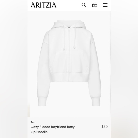 BNWT : Aritzia Boyfriend Cropped Boyfriend Hoodie - Picture 1 of 5